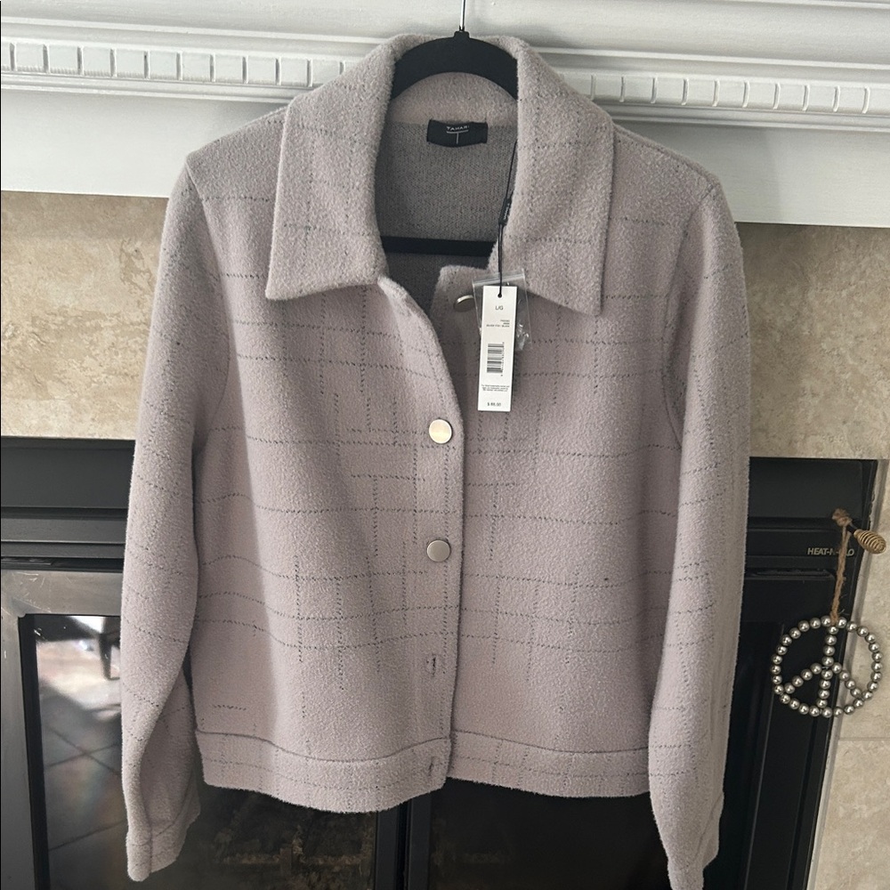 Tahari Women's Soft Gray Teddy Jacket